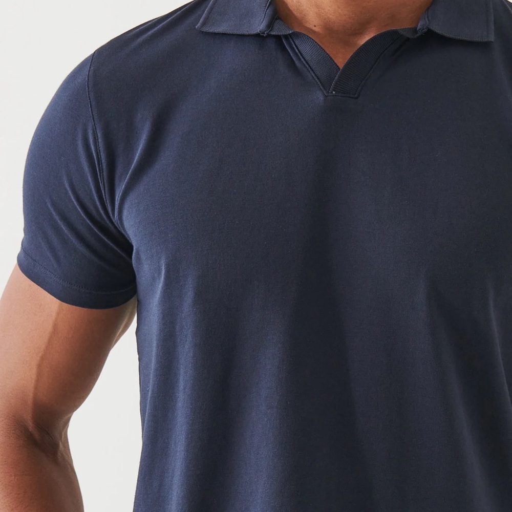 Patrick Assaraf Pima Cotton Stretch Open Mens black Polo